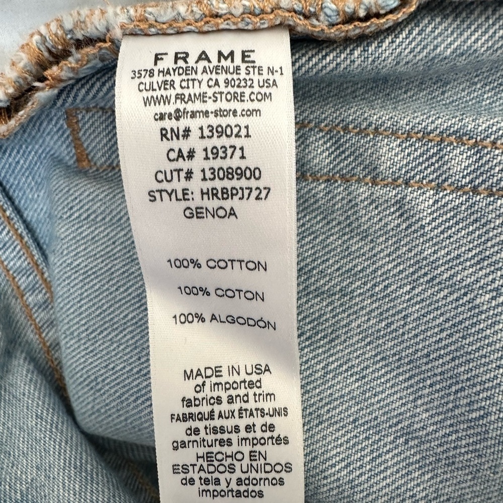Frame Denim Light Blue Jeans with Silver Button 100%cotton - Picture 14 of 15